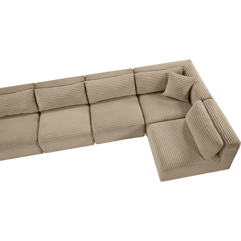 Meridian Shaggy Taupe Corduroy Performance Fabric Modular Sectional IMAGE 9