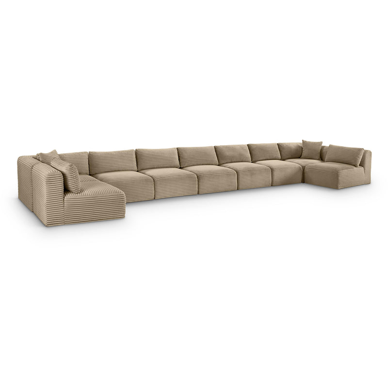 Meridian Shaggy Taupe Corduroy Performance Fabric Modular Sectional IMAGE 1