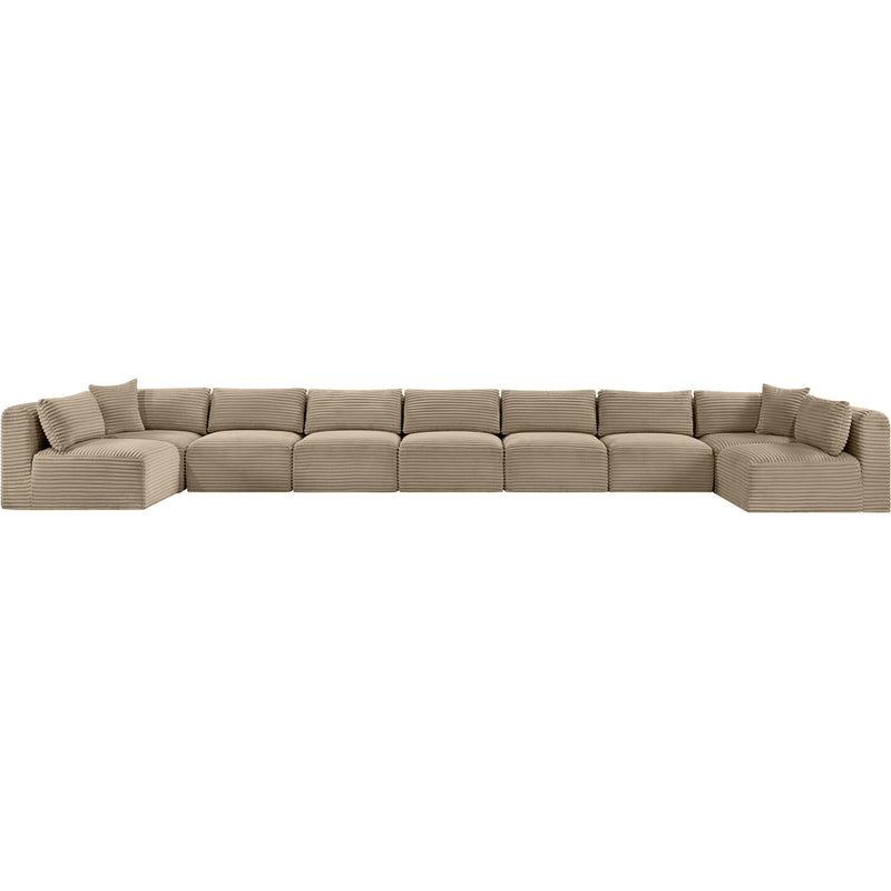 Meridian Shaggy Taupe Corduroy Performance Fabric Modular Sectional IMAGE 3