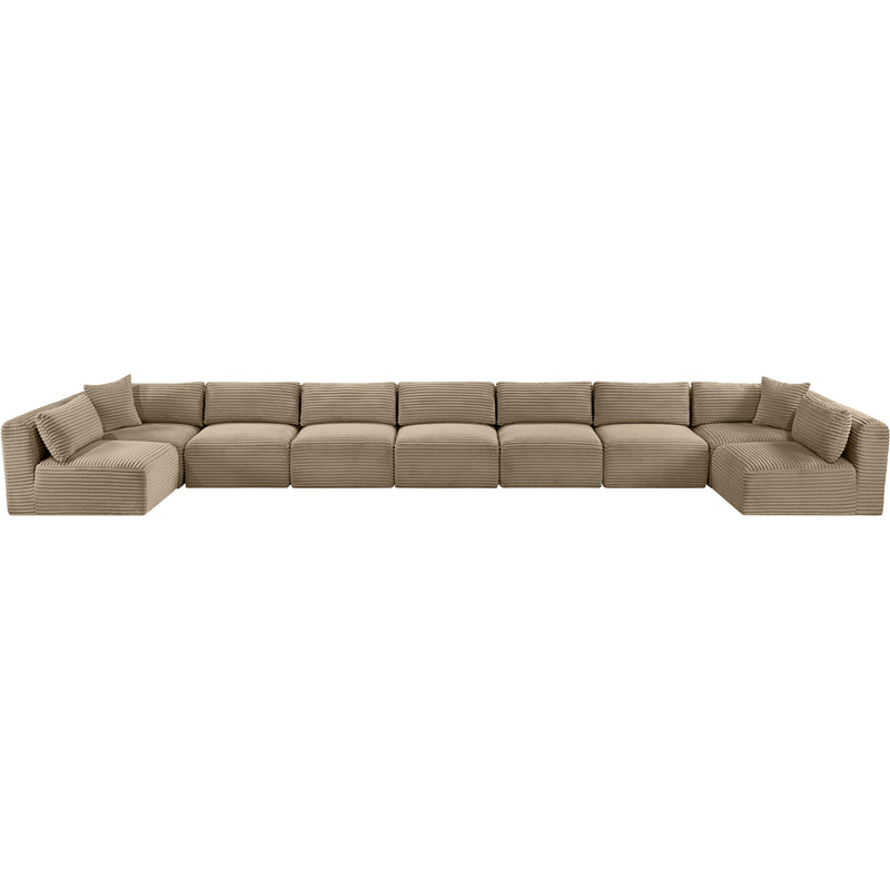 Meridian Shaggy Taupe Corduroy Performance Fabric Modular Sectional IMAGE 6