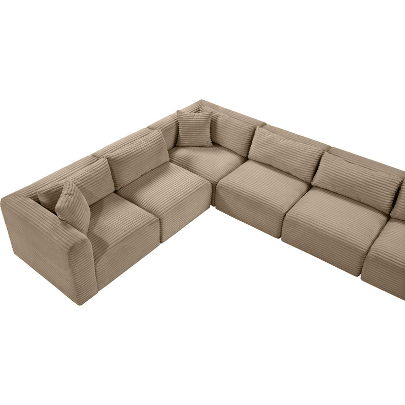 Meridian Shaggy Taupe Corduroy Performance Fabric Modular Sectional IMAGE 10