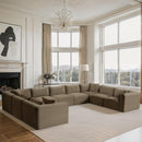 Meridian Shaggy Taupe Corduroy Performance Fabric Modular Sectional IMAGE 2