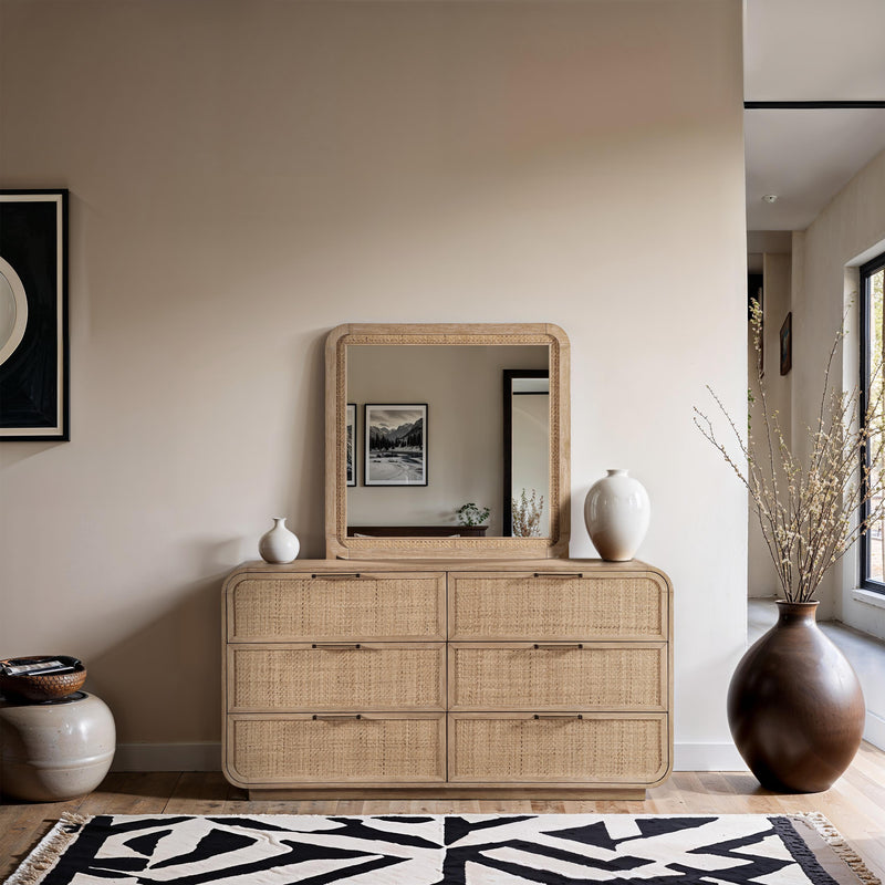 Meridian Windsor Natural Rubberwood Mirror IMAGE 2