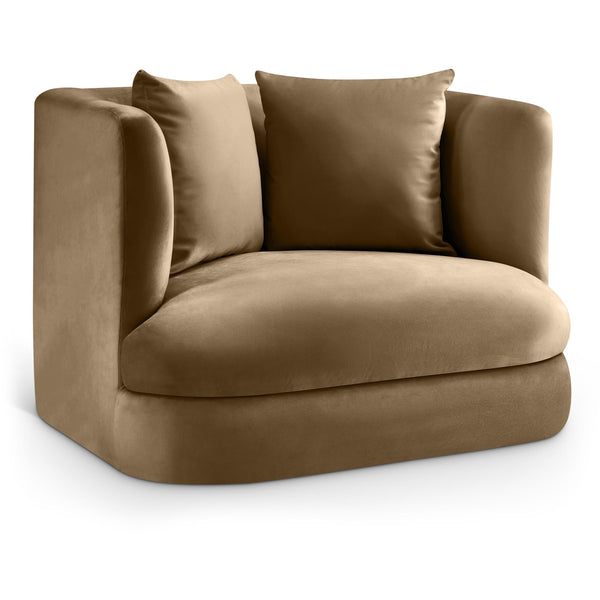 Meridian Alder Beige Velvet Chair IMAGE 1