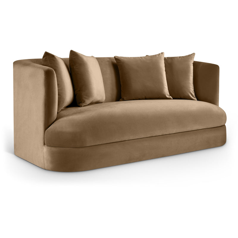 Meridian Alder Beige Velvet Loveseat IMAGE 1