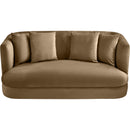 Meridian Alder Beige Velvet Loveseat IMAGE 4