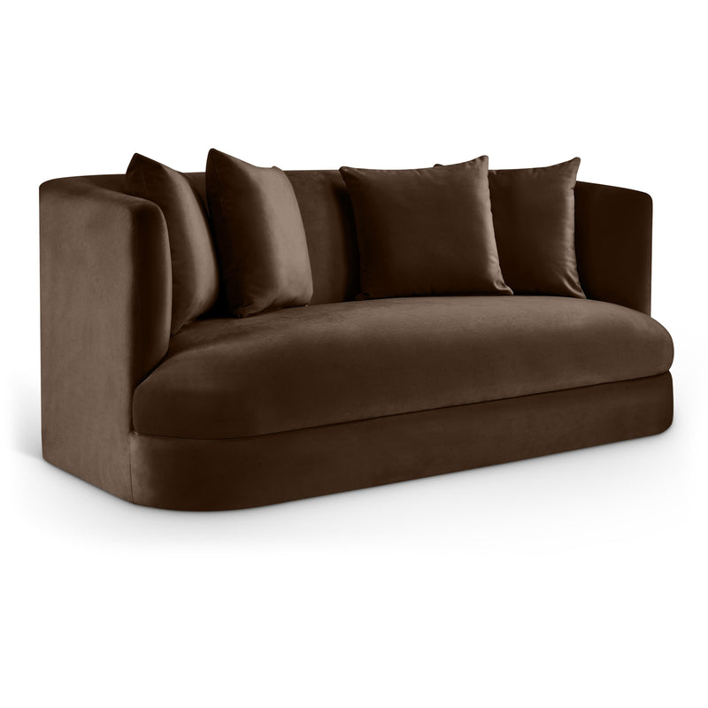 Meridian Alder Brown Velvet Loveseat IMAGE 1