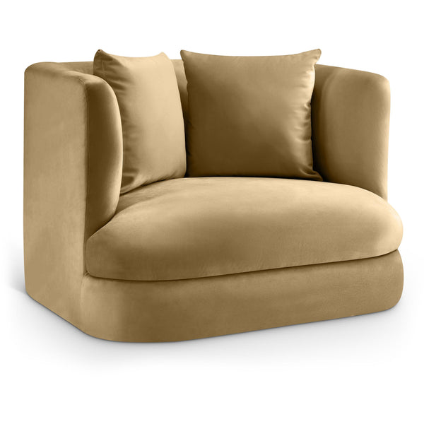Meridian Alder Camel Velvet Chair IMAGE 1