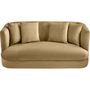 Meridian Alder Camel Velvet Loveseat IMAGE 4