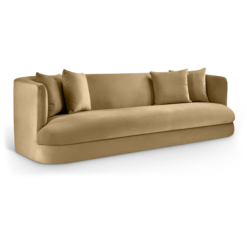 Meridian Alder Camel Velvet Sofa IMAGE 1