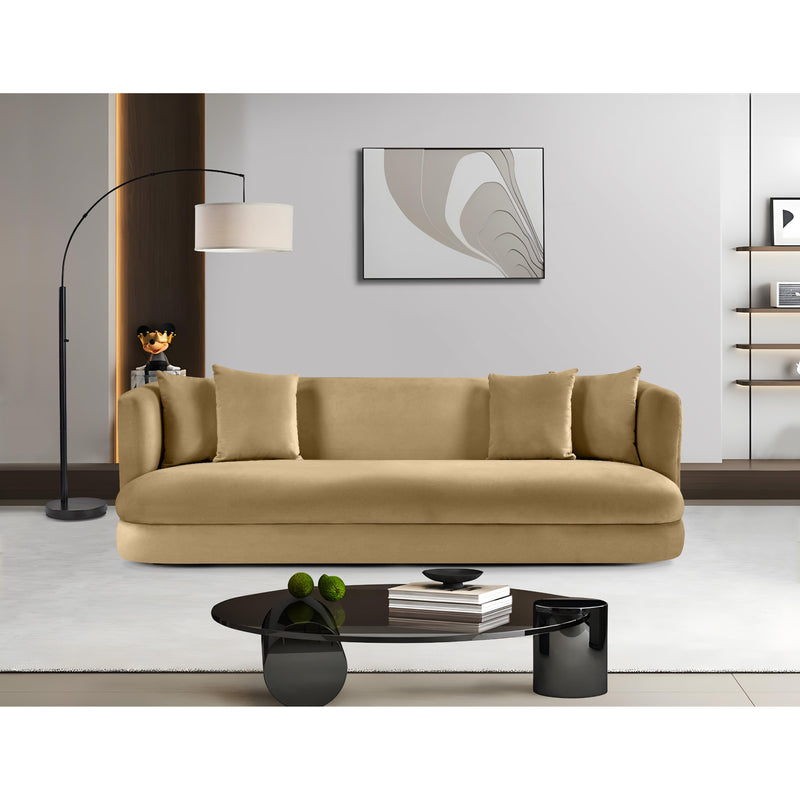 Meridian Alder Camel Velvet Sofa IMAGE 2