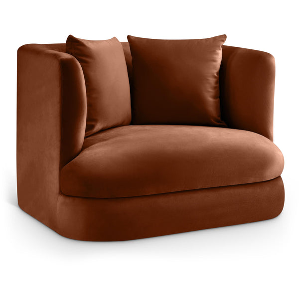 Meridian Alder Cognac Velvet Chair IMAGE 1