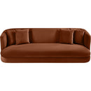 Meridian Alder Cognac Velvet Sofa IMAGE 4