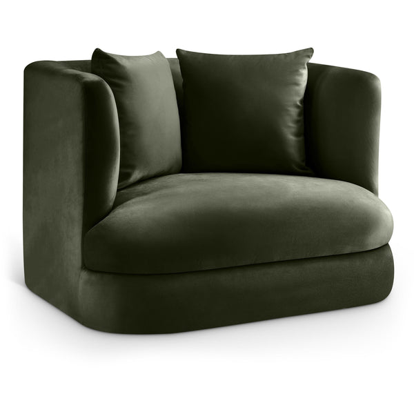 Meridian Alder Green Velvet Chair IMAGE 1