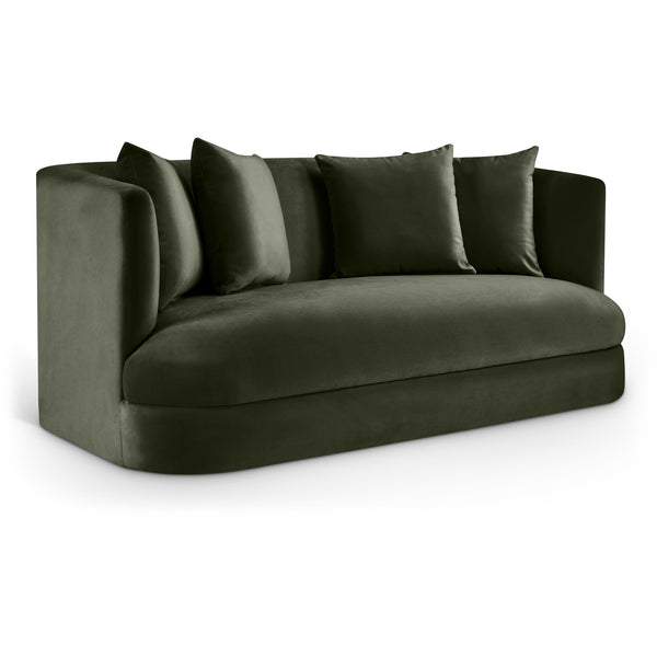 Meridian Alder Green Velvet Loveseat IMAGE 1