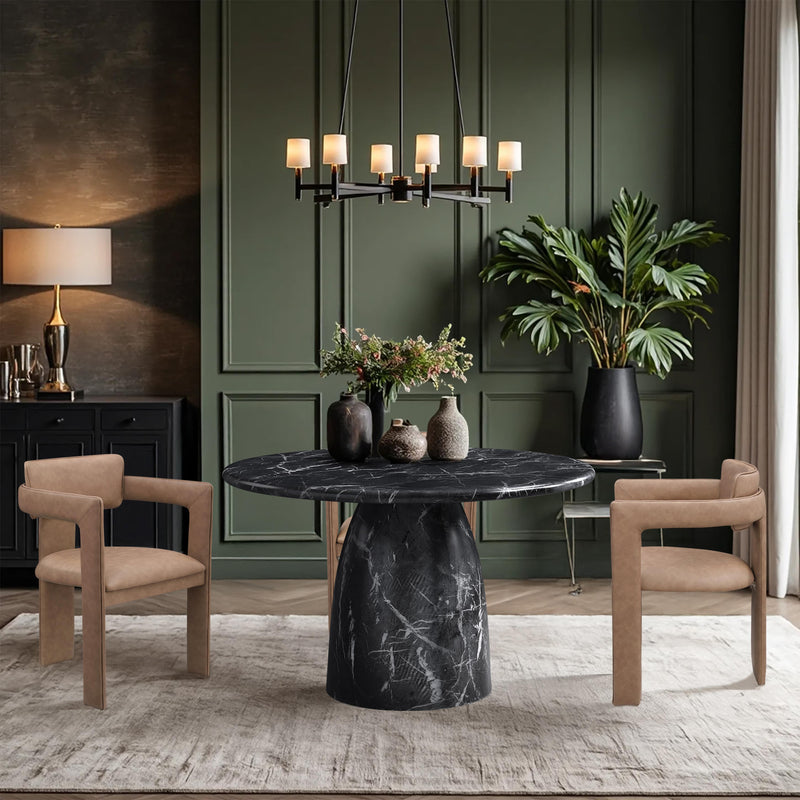 Meridian Cosenza Black 48.5" Marble Finish Concrete Dining Table IMAGE 2