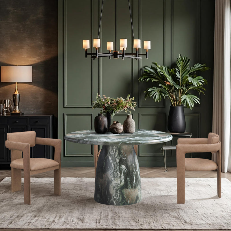 Meridian Cosenza Green 48.5" Marble Finish Concrete Dining Table IMAGE 2