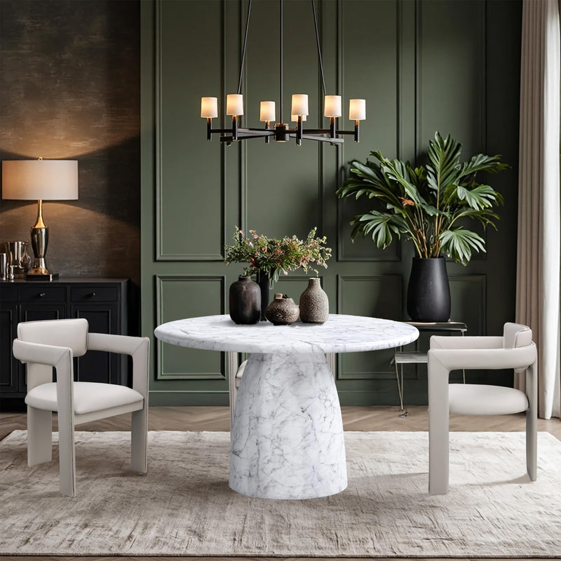 Meridian Cosenza White 48.5" Marble Finish Concrete Dining Table IMAGE 2
