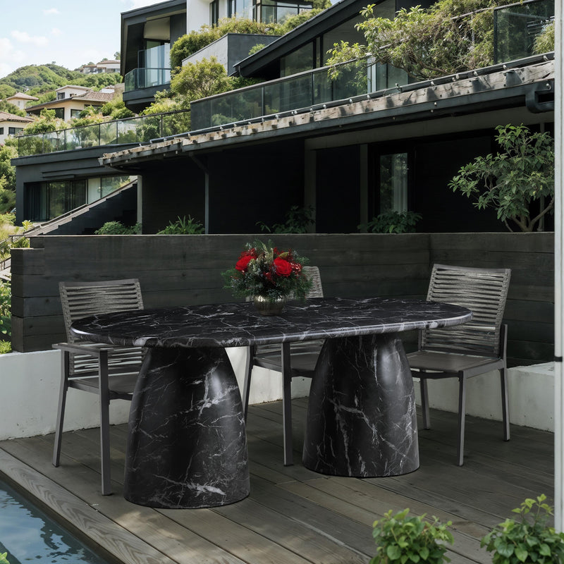 Meridian Cosenza Black 78" Marble Finish Concrete Dining Table (3 Boxes) IMAGE 2