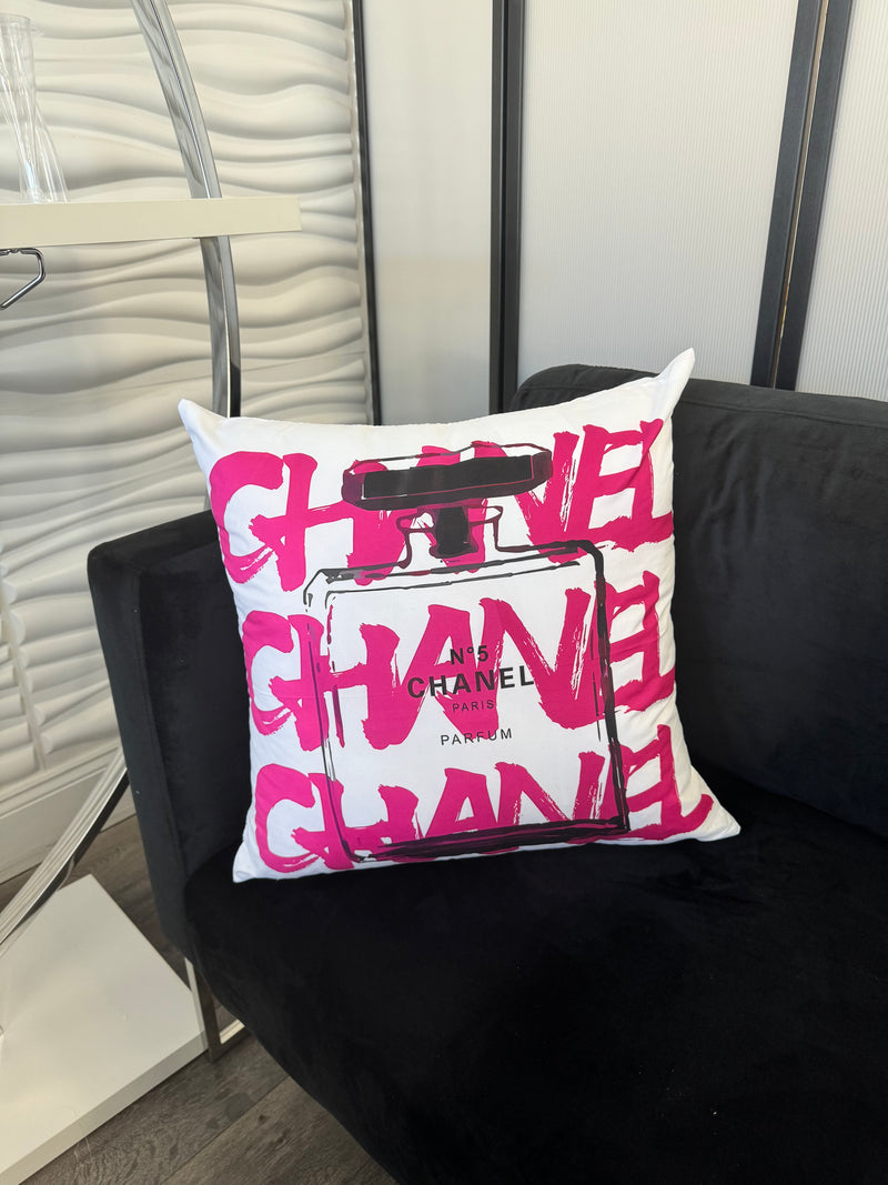 CHANEL PERFUME 20x20 PILLOW COVER-WHITE&PINK