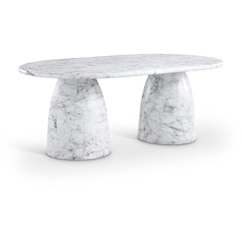 Meridian Cosenza White 78" Marble Finish Concrete Dining Table (3 Boxes) IMAGE 1