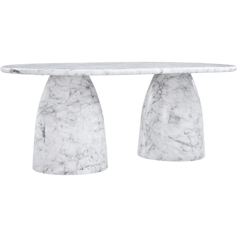 Meridian Cosenza White 78" Marble Finish Concrete Dining Table (3 Boxes) IMAGE 4