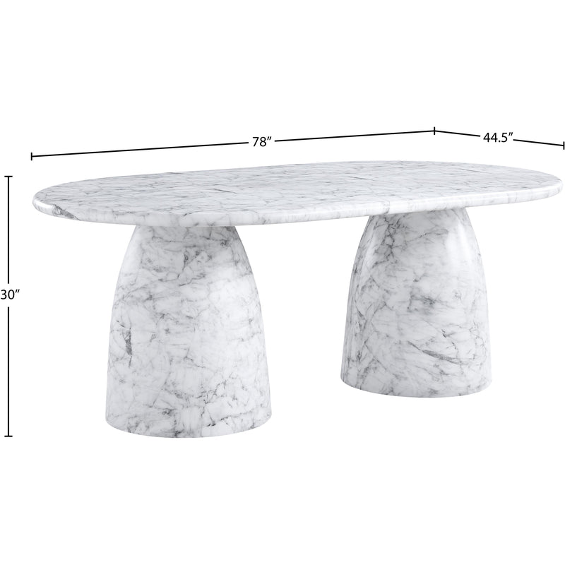 Meridian Cosenza White 78" Marble Finish Concrete Dining Table (3 Boxes) IMAGE 7