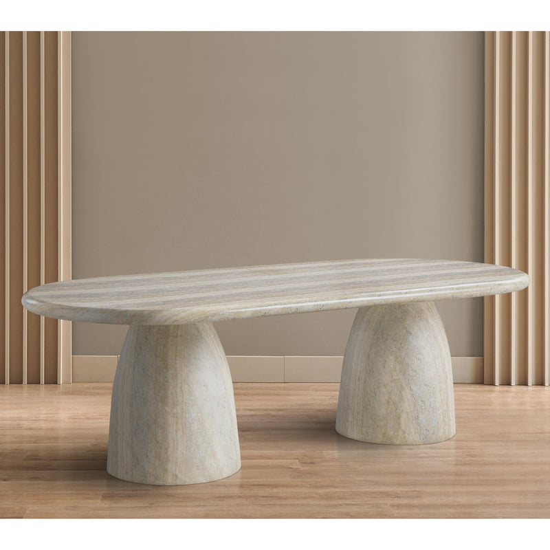 Meridian Cosenza Travertine 96" Travertine Finish Concrete Dining Table (3 Boxes) IMAGE 3