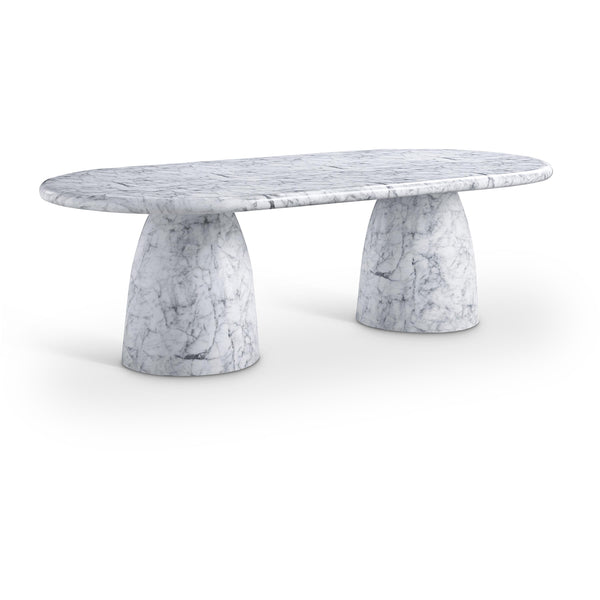 Meridian Cosenza White 96" Marble Finish Concrete Dining Table (3 Boxes) IMAGE 1