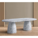 Meridian Cosenza White 96" Marble Finish Concrete Dining Table (3 Boxes) IMAGE 3