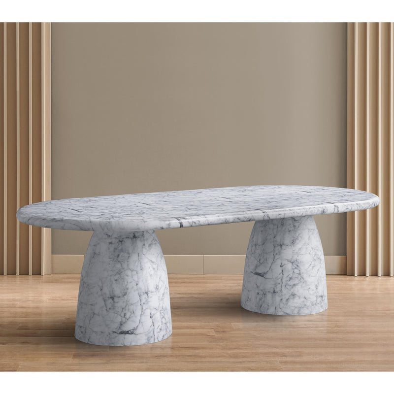 Meridian Cosenza White 96" Marble Finish Concrete Dining Table (3 Boxes) IMAGE 3