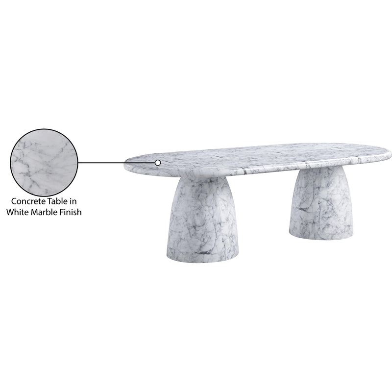 Meridian Cosenza White 96" Marble Finish Concrete Dining Table (3 Boxes) IMAGE 8