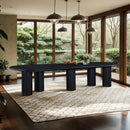  Meridian Dolan 143.25" / 119.25" / 95.25" Black Solid Wood And Oak Veneer Dining Table IMAGE 2