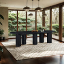  Meridian Dolan 143.25" / 119.25" / 95.25" Black Solid Wood And Oak Veneer Dining Table IMAGE 3