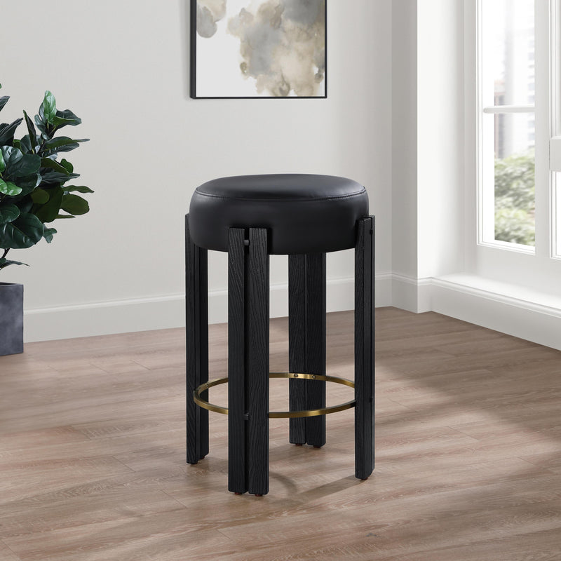 Meridian Harrison Black Vegan Leather Counter Stool IMAGE 2