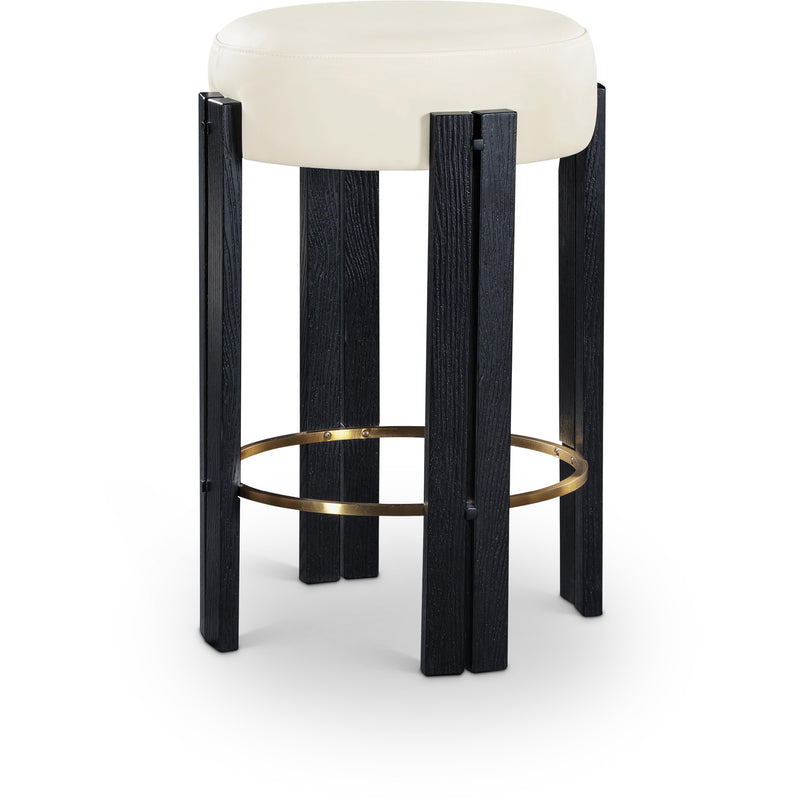 Meridian Harrison Cream Vegan Leather Counter Stool IMAGE 1