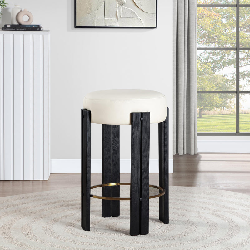 Meridian Harrison Cream Vegan Leather Counter Stool IMAGE 2