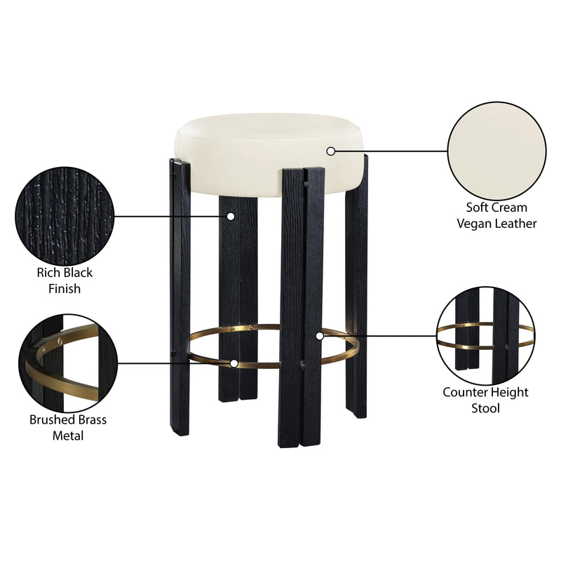 Meridian Harrison Cream Vegan Leather Counter Stool IMAGE 7