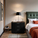  Meridian Astrid Black Solid Wood And Oak Veneer Nightstand IMAGE 2