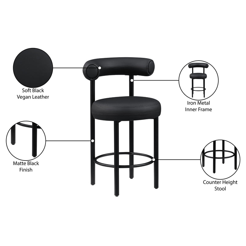 Meridian Bordeaux Black Vegan Leather Counter Stool IMAGE 11