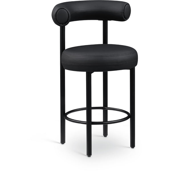 Meridian Bordeaux Black Vegan Leather Counter Stool IMAGE 1