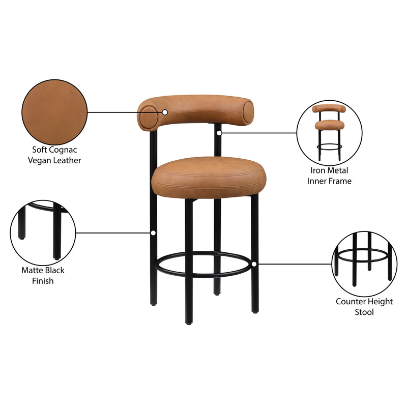 Meridian Bordeaux Cognac Vegan Leather Counter Stool IMAGE 11