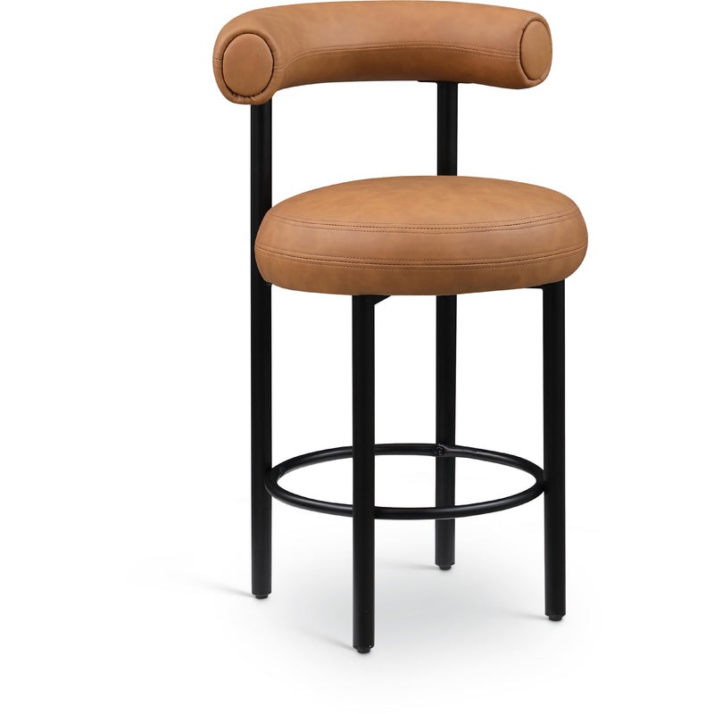Meridian Bordeaux Cognac Vegan Leather Counter Stool IMAGE 1