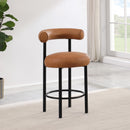 Meridian Bordeaux Cognac Vegan Leather Counter Stool IMAGE 2