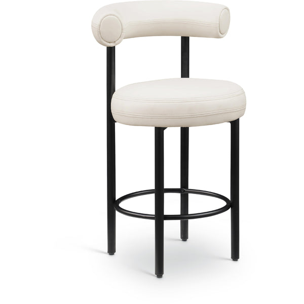 Meridian Bordeaux Cream Vegan Leather Counter Stool IMAGE 1