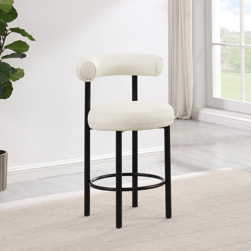 Meridian Bordeaux Cream Vegan Leather Counter Stool IMAGE 2