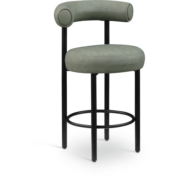 Meridian Bordeaux Green Vegan Leather Counter Stool IMAGE 1