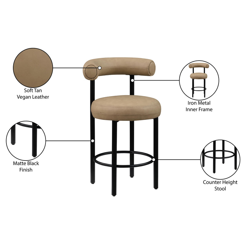 Meridian Bordeaux Tan Vegan Leather Counter Stool IMAGE 11