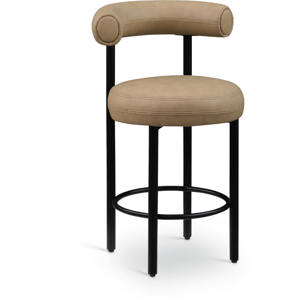 Meridian Bordeaux Tan Vegan Leather Counter Stool IMAGE 1
