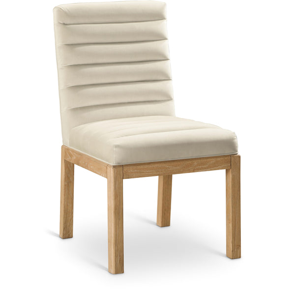 Meridian Evelyn Cream Velvet Dining Chair IMAGE 1